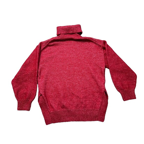 Woolen Bloom Women's Sweater Medium Red Ribbed Turtle Neck 8% Australian Wool - Picture 7 of 7